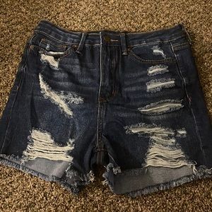 Ripped Blue Jean Shorts